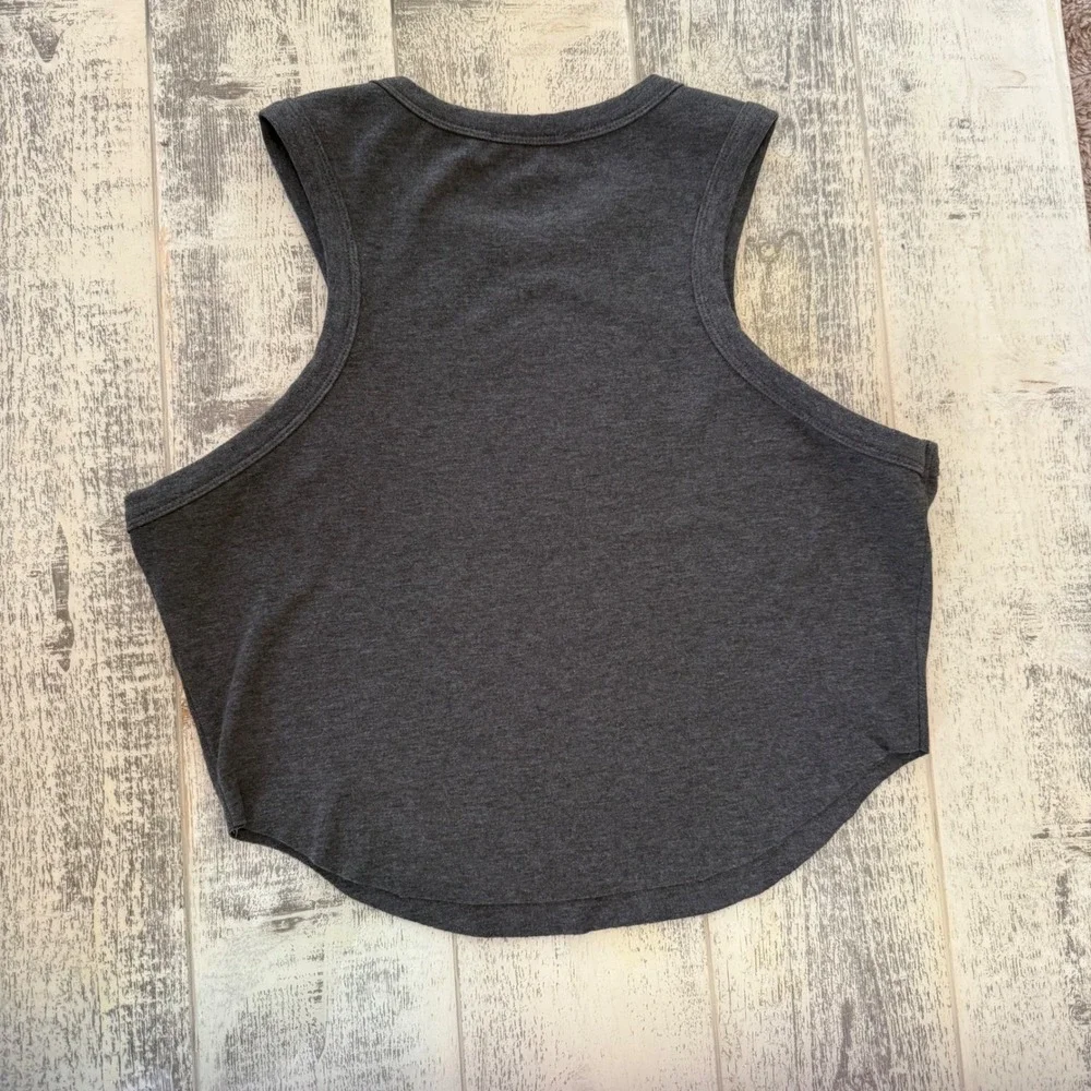 KITTENISH Women Tank Top Crop Gray XL Sleeveless Racerback Activewear Athleisure